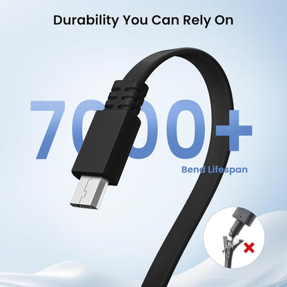 Flat USB a to Micro USB Power Extension Cable 30FT/9M 2Pack,Black | Extra Long Charging Extender Cord for Wyze Cam V4/Pan V2,Blink Mini/Xt2/Outdoor 3,Ezviz,Eufycam 2 Pro/2C,Arlo,Security Camera