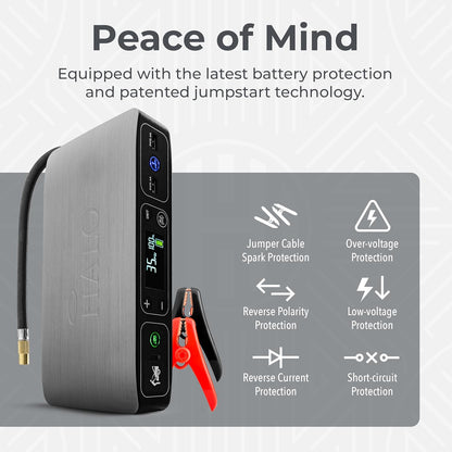 Bolt Air 58830 Portable Car Battery Jump Starter | 100 PSI Air Compressor, 58.8Wh USB Power Bank, Emergency Floodlight & Charger, Jumps Cars Suvs & Trucks, Inflates Tires, TSA Approved — Gray