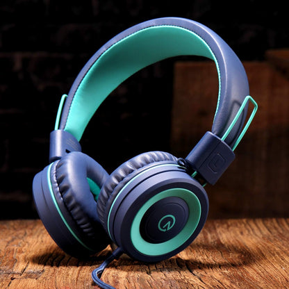 K11 Kids Headphones with Wired Cord 3.5Mm Jack Navy/Teal | 5Ft Long Cord, Tangle Free, Foldable, Plug in On-Ear Headset for School, Classroom, Boys, Girls, Toddler Laptop Travel Tablet
