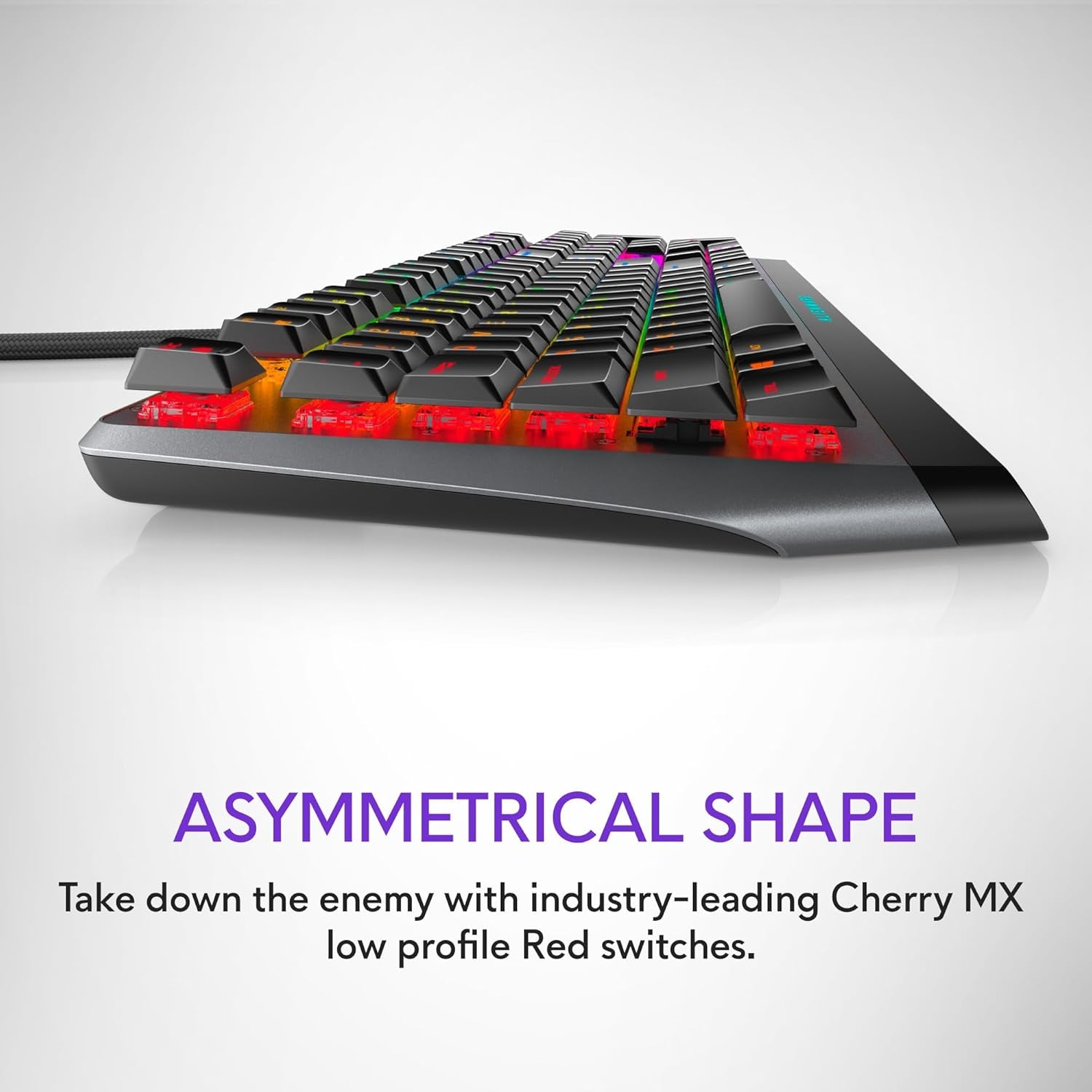 AW510K Low-Profile RGB Gaming Keyboard with AlienFX Per-Key RGB Backlighting, Cherry MX Low Profile Red Switches, USB Passthrough, Media Controls, Numeric Keypad, Adjustable Height, and Gaming Features - Dark Side of the Moon Edition