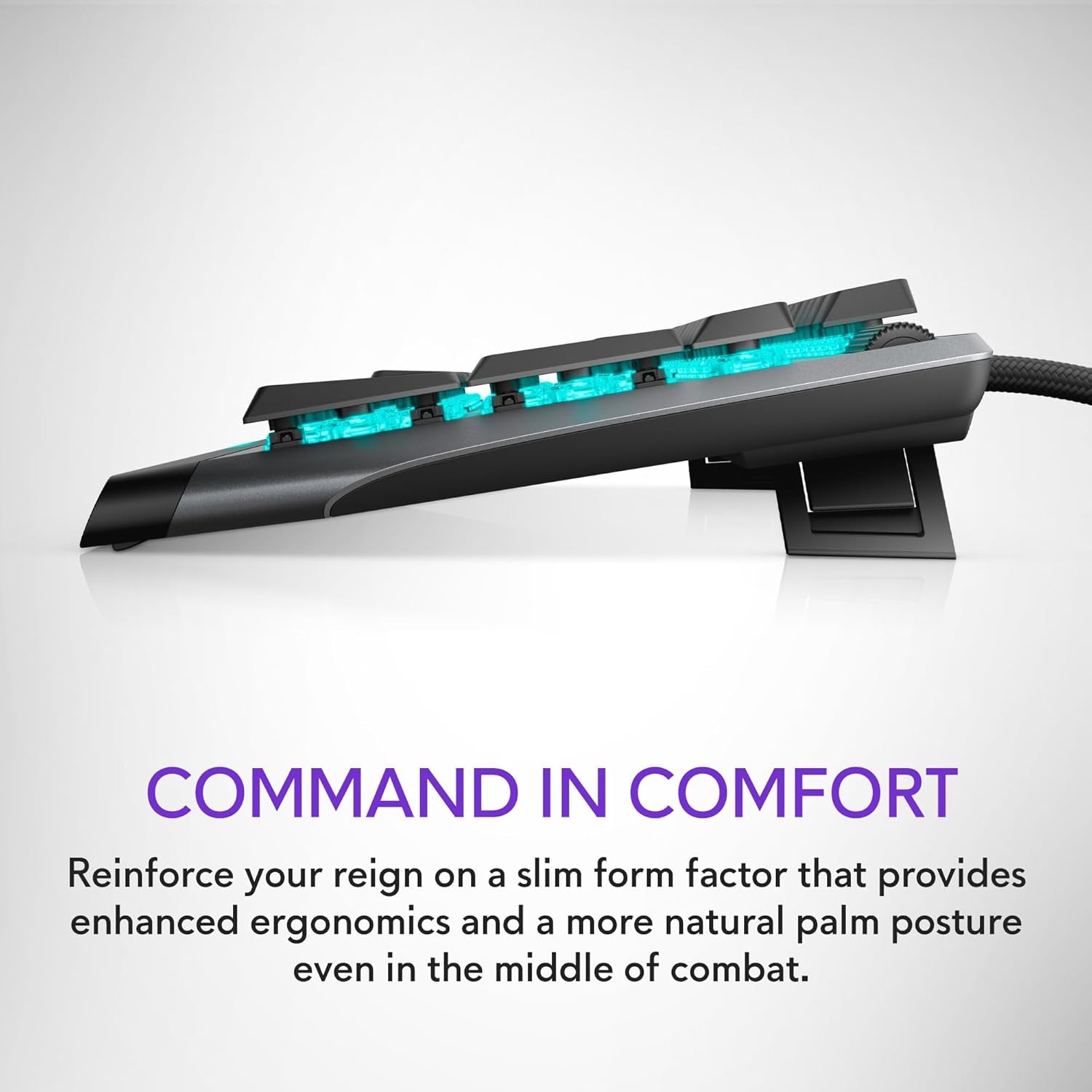 AW510K Low-Profile RGB Gaming Keyboard with AlienFX Per-Key RGB Backlighting, Cherry MX Low Profile Red Switches, USB Passthrough, Media Controls, Numeric Keypad, Adjustable Height, and Gaming Features - Dark Side of the Moon Edition