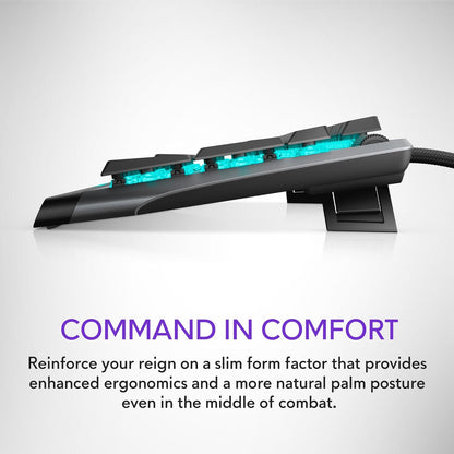 AW510K Low-Profile RGB Gaming Keyboard with AlienFX Per-Key RGB Backlighting, Cherry MX Low Profile Red Switches, USB Passthrough, Media Controls, Numeric Keypad, Adjustable Height, and Gaming Features - Dark Side of the Moon Edition
