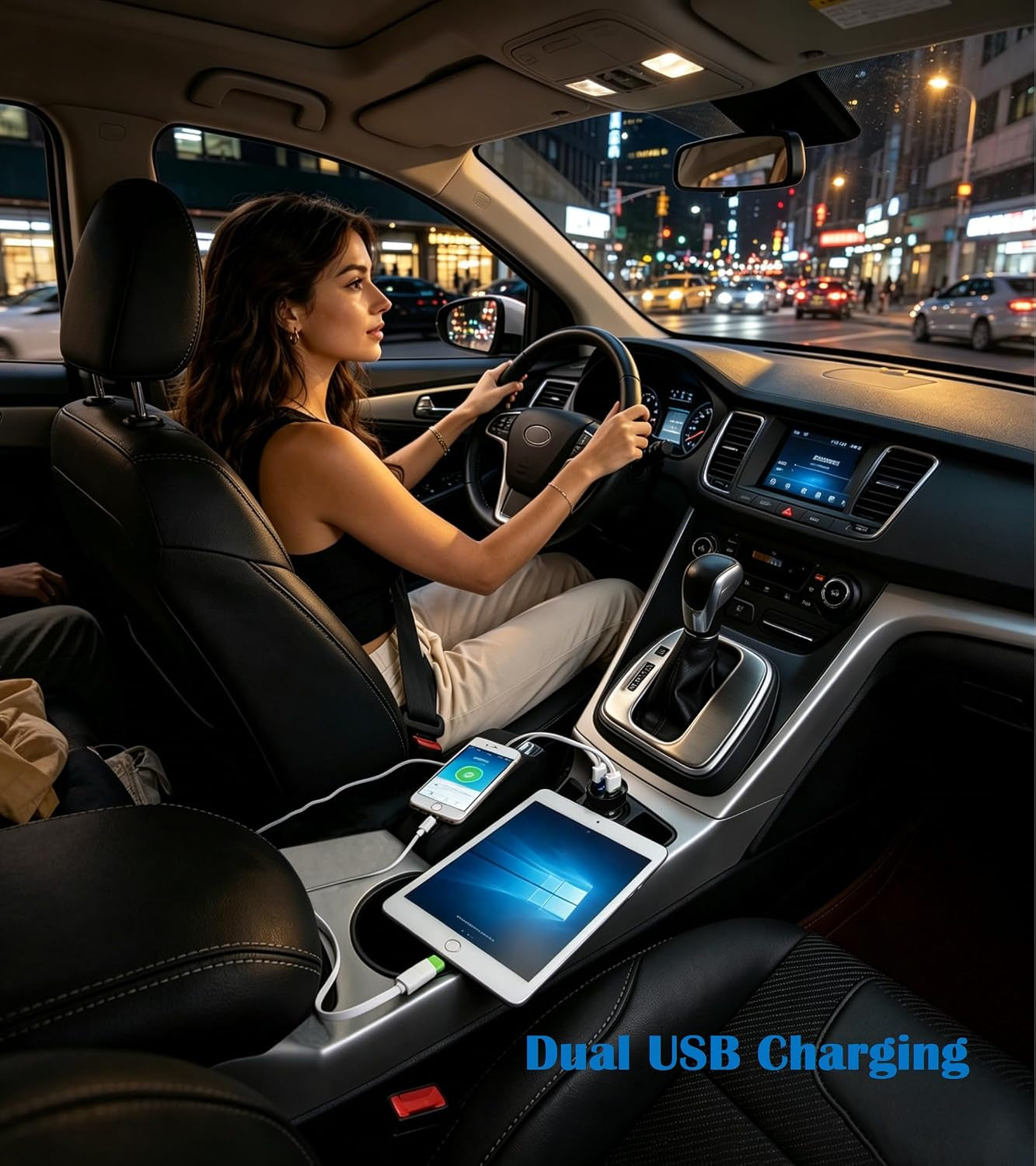 2 USB Car Charger,12V/24V Voltage Meter, Black | Cigarette Lighter USB Adapter with LED Voltage Meter, 12V/24V Car Charger Compatible for Iphone, Samsung, Ipad, GPS, Dash Cam