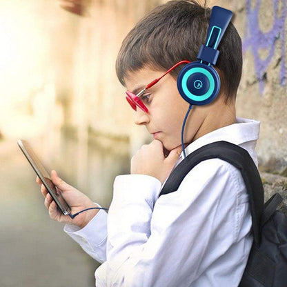 K11 Kids Headphones with Wired Cord 3.5Mm Jack Navy/Teal | 5Ft Long Cord, Tangle Free, Foldable, Plug in On-Ear Headset for School, Classroom, Boys, Girls, Toddler Laptop Travel Tablet