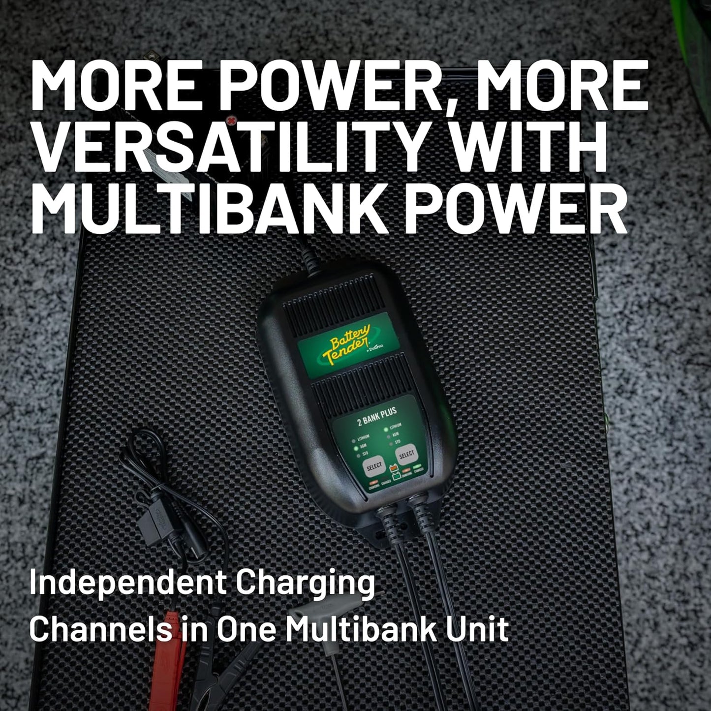 plus 2 Bank Multibank Charger - 2.5 AMP (1.25 Amps per Bank) - Smart 12V Multi Battery Charger and Maintainer for Standard, AGM, and Lithium Lifepo4-022-0165-Dl-Wh