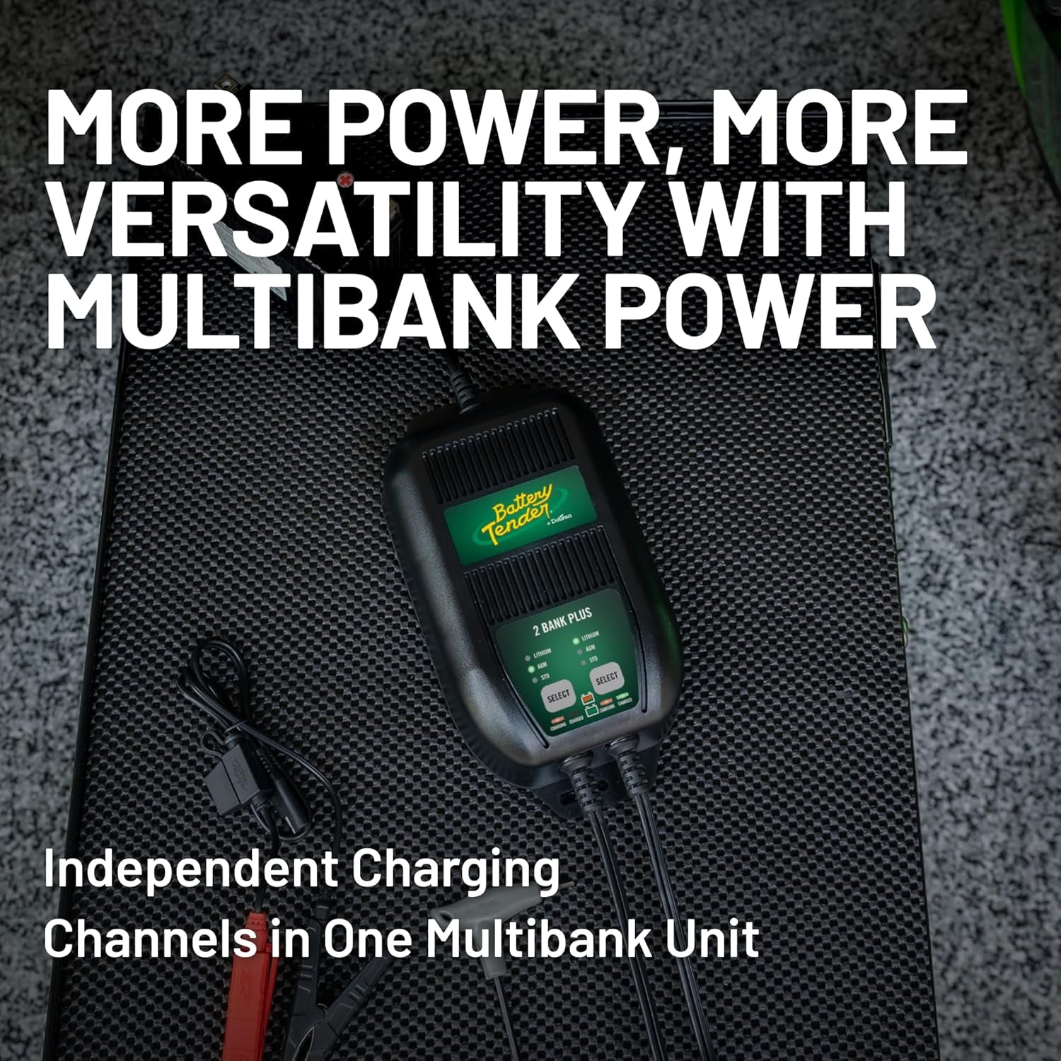 plus 2 Bank Multibank Charger - 2.5 AMP (1.25 Amps per Bank) - Smart 12V Multi Battery Charger and Maintainer for Standard, AGM, and Lithium Lifepo4-022-0165-Dl-Wh